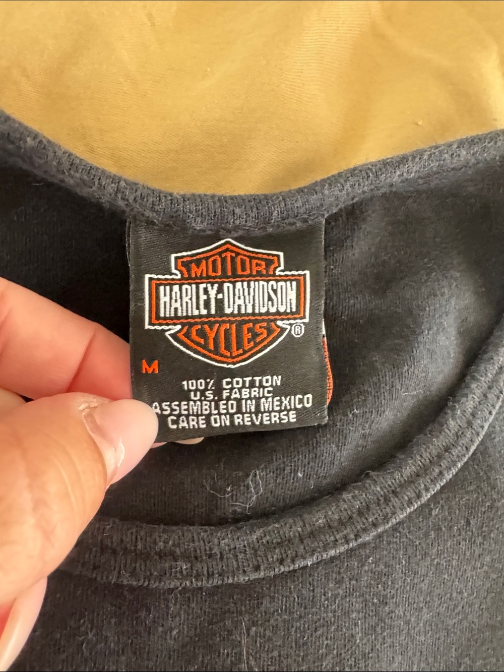 Vintage Harley-Davidson Black Long-Sleeve Tee with Gold & Blue Eagle Graphic - Picture 2 of 3